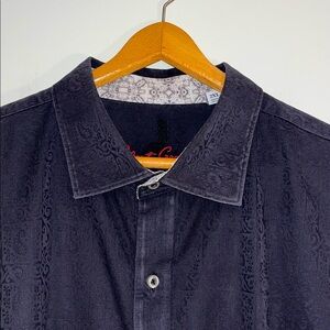 ROBERT GRAHAM Men’s 2XL Button Down Dress Shirt Long Sleeve Black Paisley